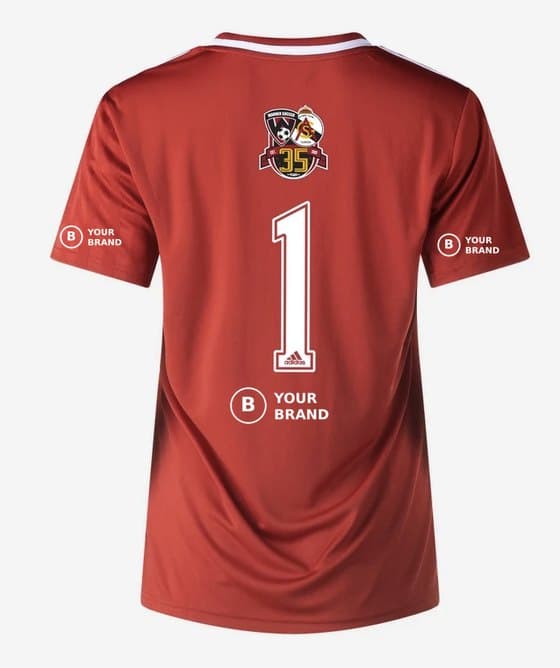 Back of ASG jersey showing sponsor logo placement below the number and on both sleeves
